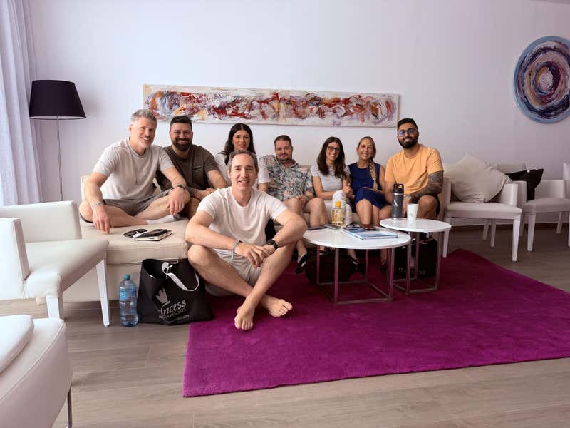 The team gathered in the suite
