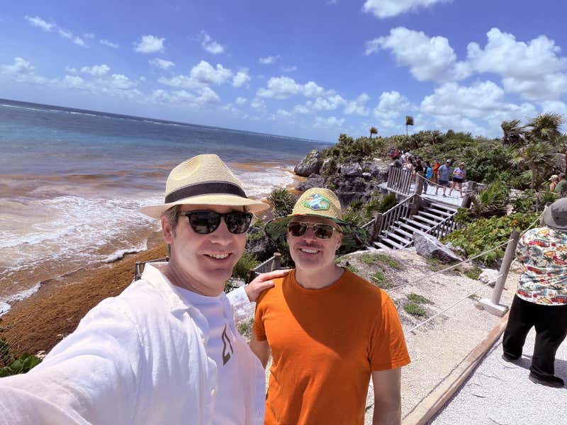 Selfie at the Tulum ruins with the ocean behind us