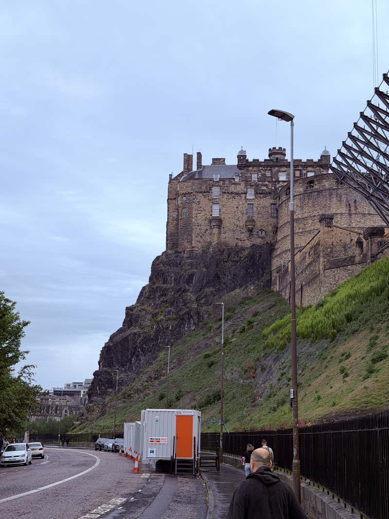The castle from one of the viewing spots we passed, the rock dropping straight down to the path