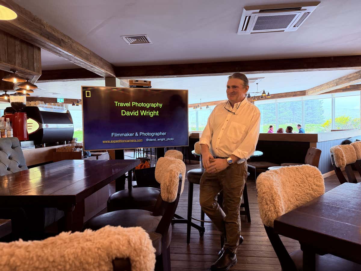 David Wright giving his Travel Photography lecture at whisky corner