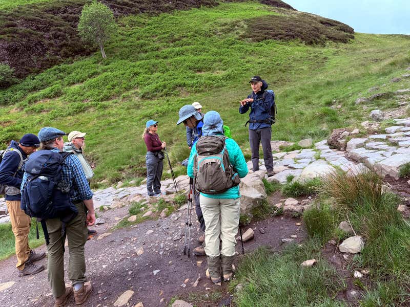 Our guide running through something at one of the stops on the way up
