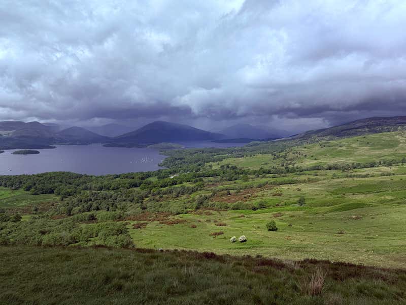 A moody one with the rain coming in over the far hills
