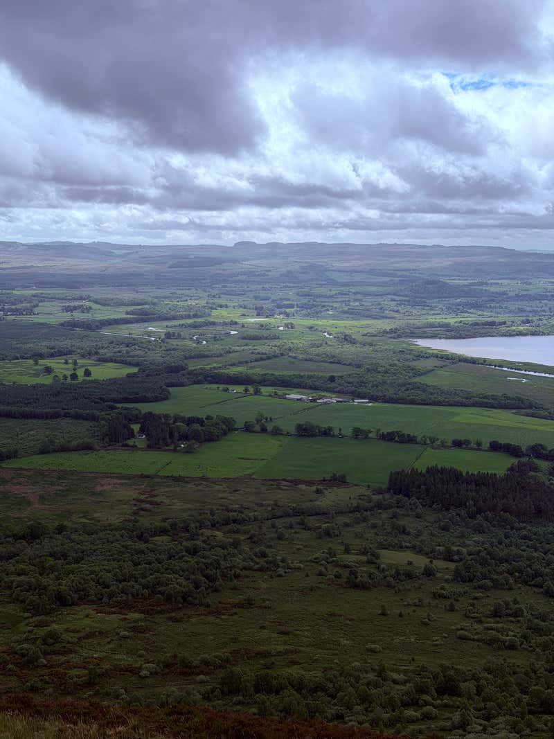 Looking the other way, the farmland and the haze running off into the distance
