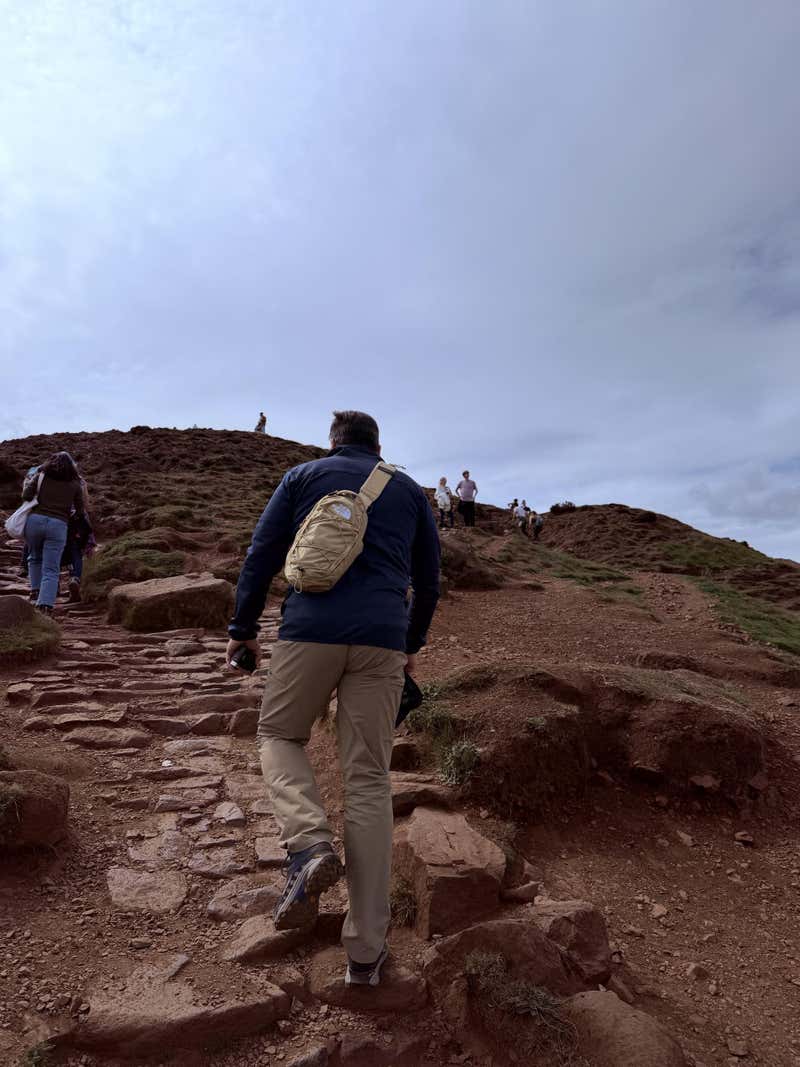 Climbing the stone path toward the summit