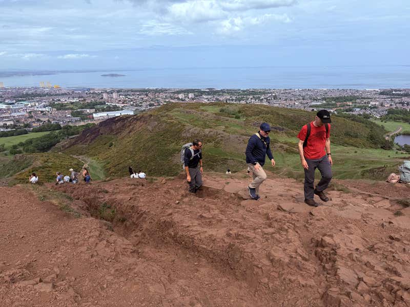 Nearing the summit with the Firth of Forth stretching out behind