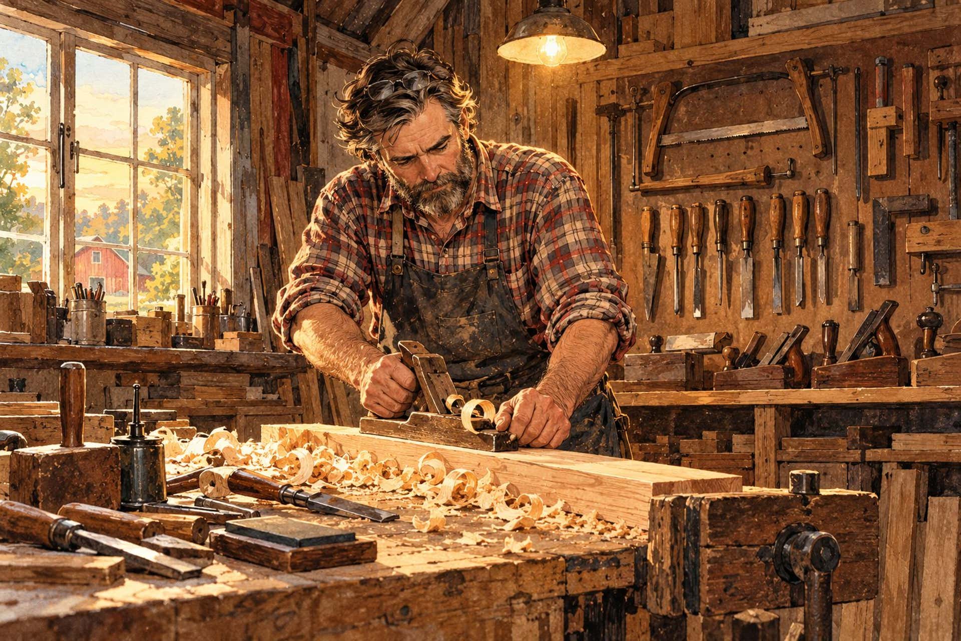 ChatGPT: Dad in his workshop