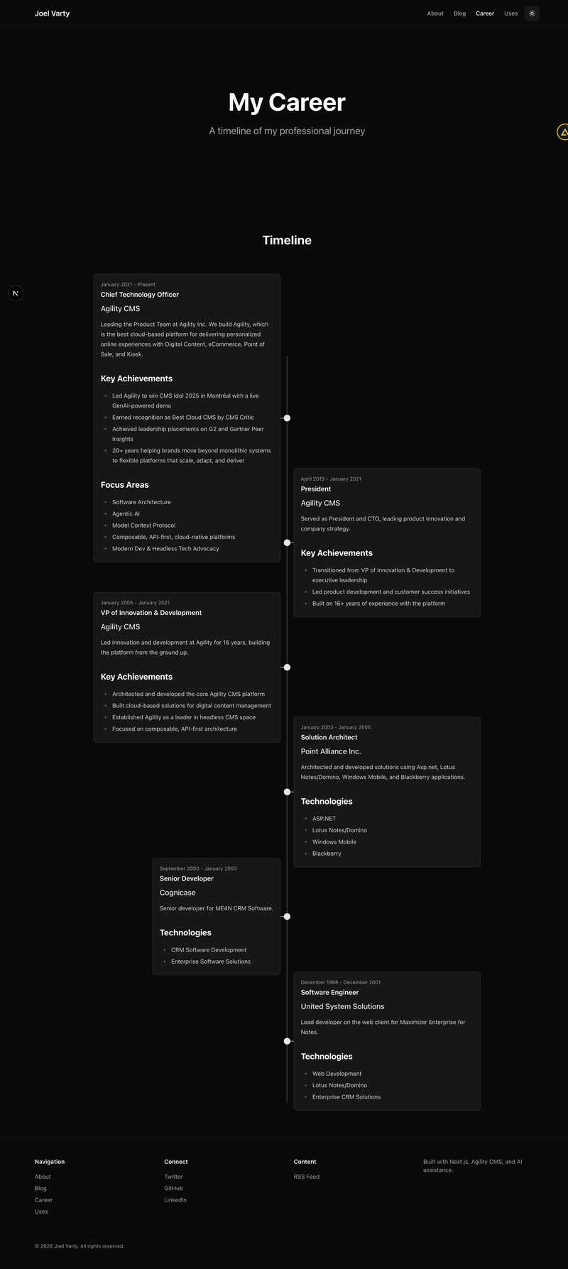 Career Page with Timeline