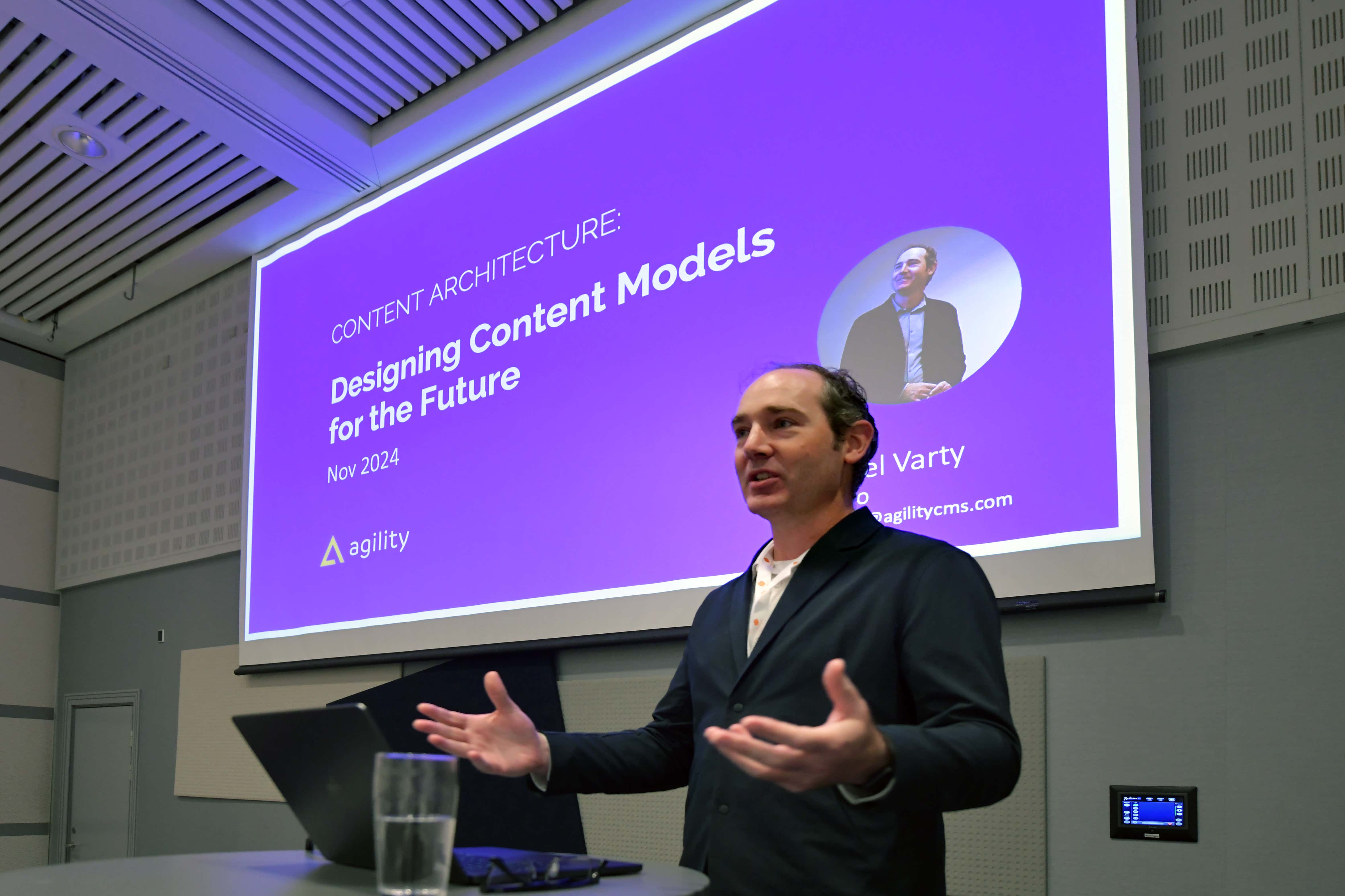 Joel Varty speaking at Aarhus in 2024