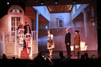 Sound of Music - real set pieces with projection backdrop