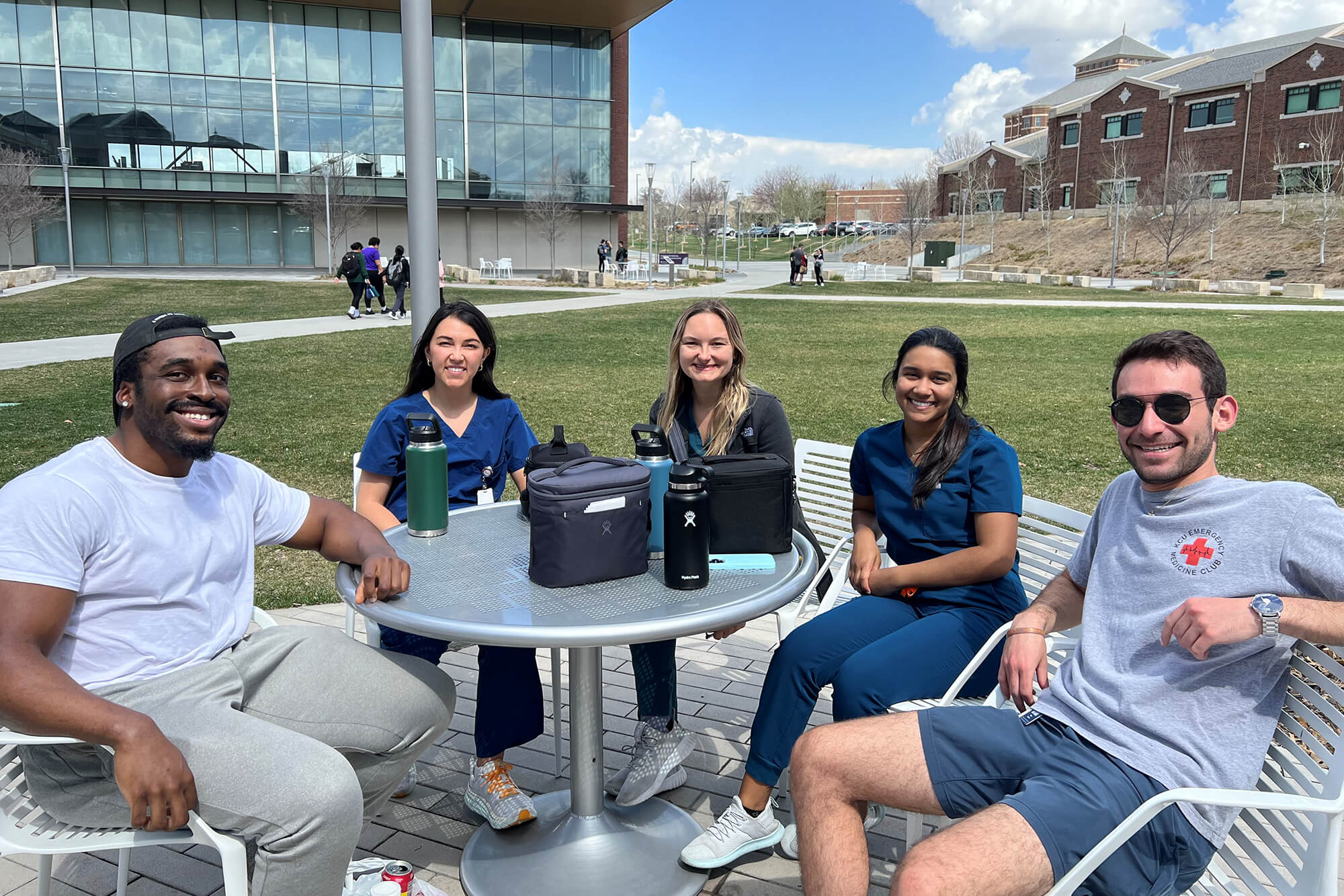 Students gathered on campus