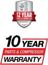 10-year warranty logo for parts and compressor