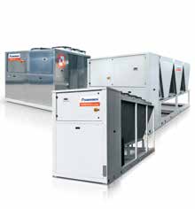 Commercial air-to-water heat pump units, representing hydronic heating and cooling solutions for Canadian buildings.