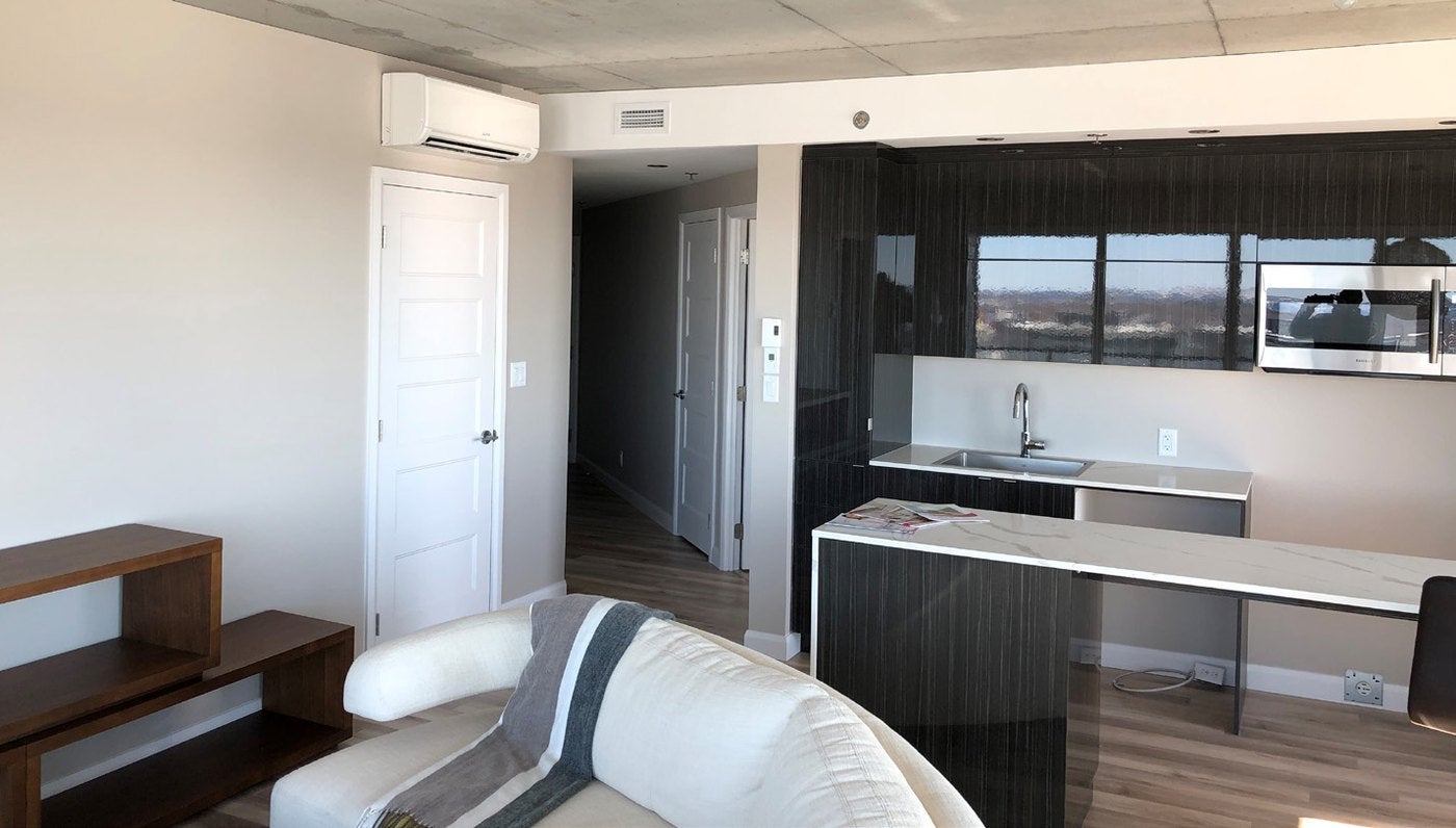 Le Sommet 3V condo interior with Mitsubishi Electric wall-mounted air conditioning