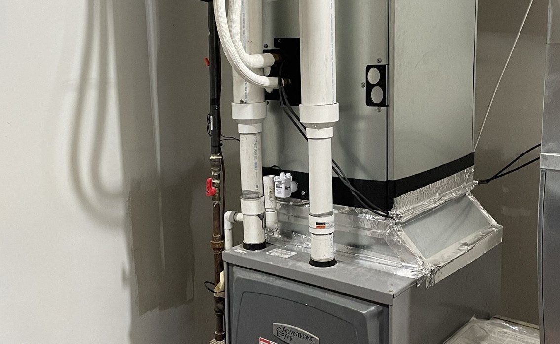 Mitsubishi Electric PAA A-Coil connected to an existing forced-air furnace