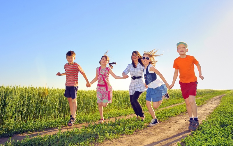 happy Children on Field