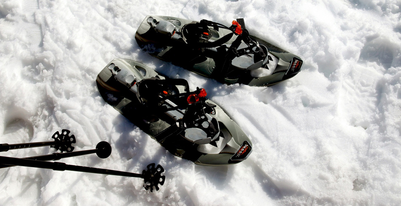 Snowshoeing in the mountains