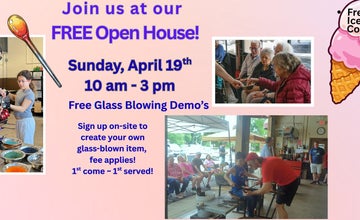 FREE Spring Open House  ~ FREE Demos, Music, & Ice Cream ~ Sunday, April 19  10 am - 3pm! at Morris County School of Glass