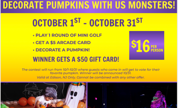 Pumpkin Paint with Monsters at Monster Mini Golf - Fairfield, NJ