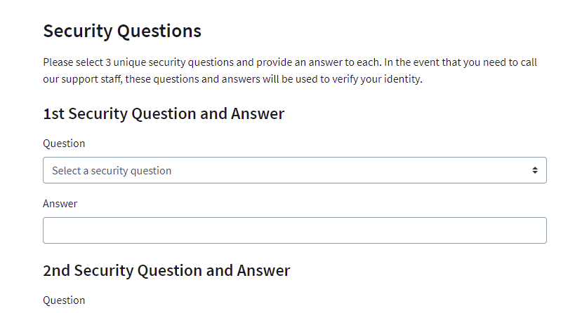 security questions