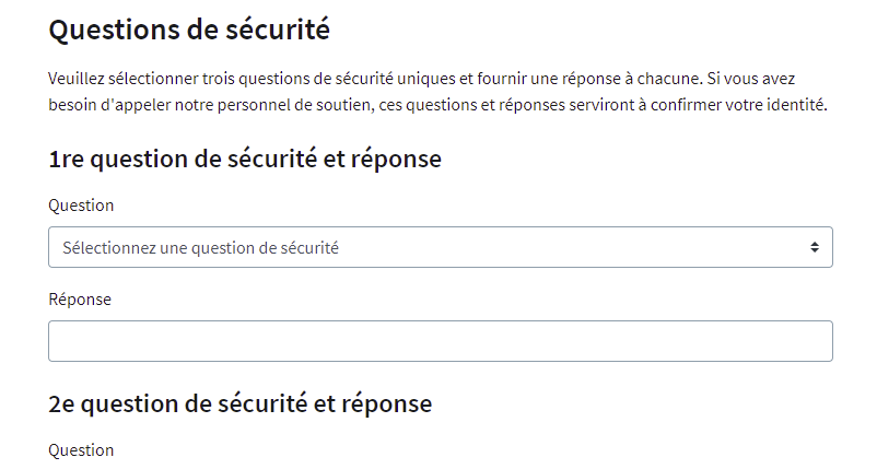 Questions de sécurité