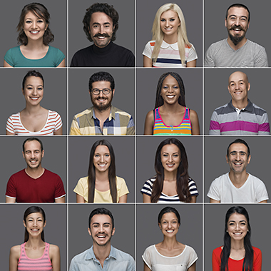 a gird of happy immigrants students posing for profile pictures