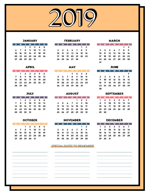 Free 2019 Printable Calendar - Parents Canada