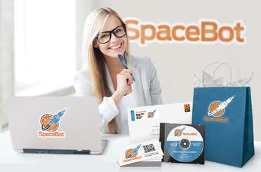 Branded stickers that are placed on different items such as a dvd, paper bag, envelope, and a laptop cover with the goal of promoting a business.