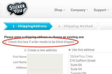 Blind Shipping from StickerYou