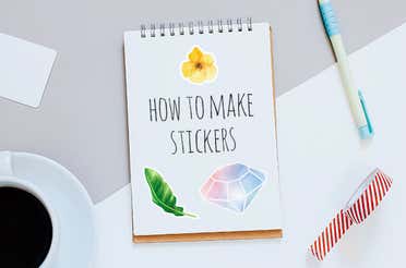 Custom stickers on a notebook