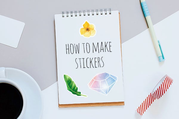Custom stickers on a notebook