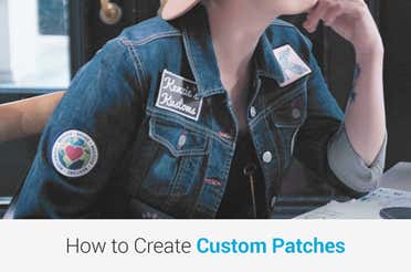 Woman with custom patches applied to her denim jacket