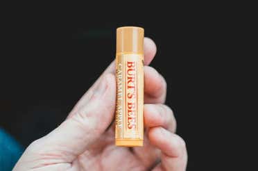 A chapstick with a label on it.