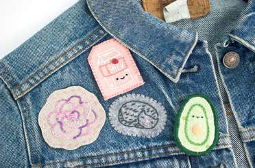 Example of hand-embroidered patches for clothes.