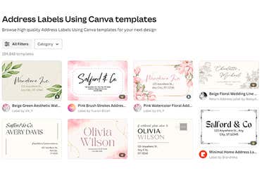 Different designs to choose labels template using canva