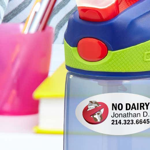 Oval shape stickers, kids allergy stickers and labels