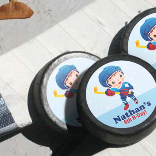 Hockey Puck Labels, Birthday Party Favors