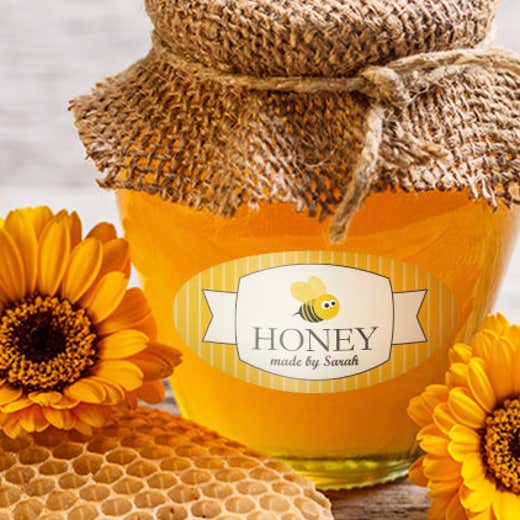 Oval shape stickers, custom honey stickers and labels