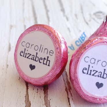 100 Cartellini Personalizzati Per Bomboniere – Rosa, 5,7x2 Cm – Etichette Carta Per Regali, Feste E Matrimoni