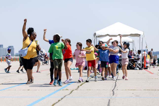 Photo of kids and parents participating at YZD event