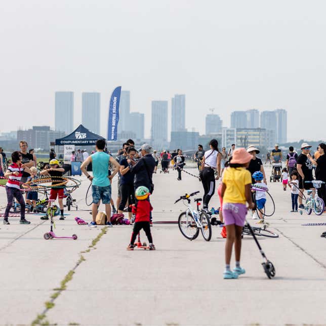 Photo of kids and parents participating at YZD event
