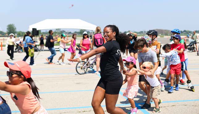 Photo of kids and parents participating at YZD event