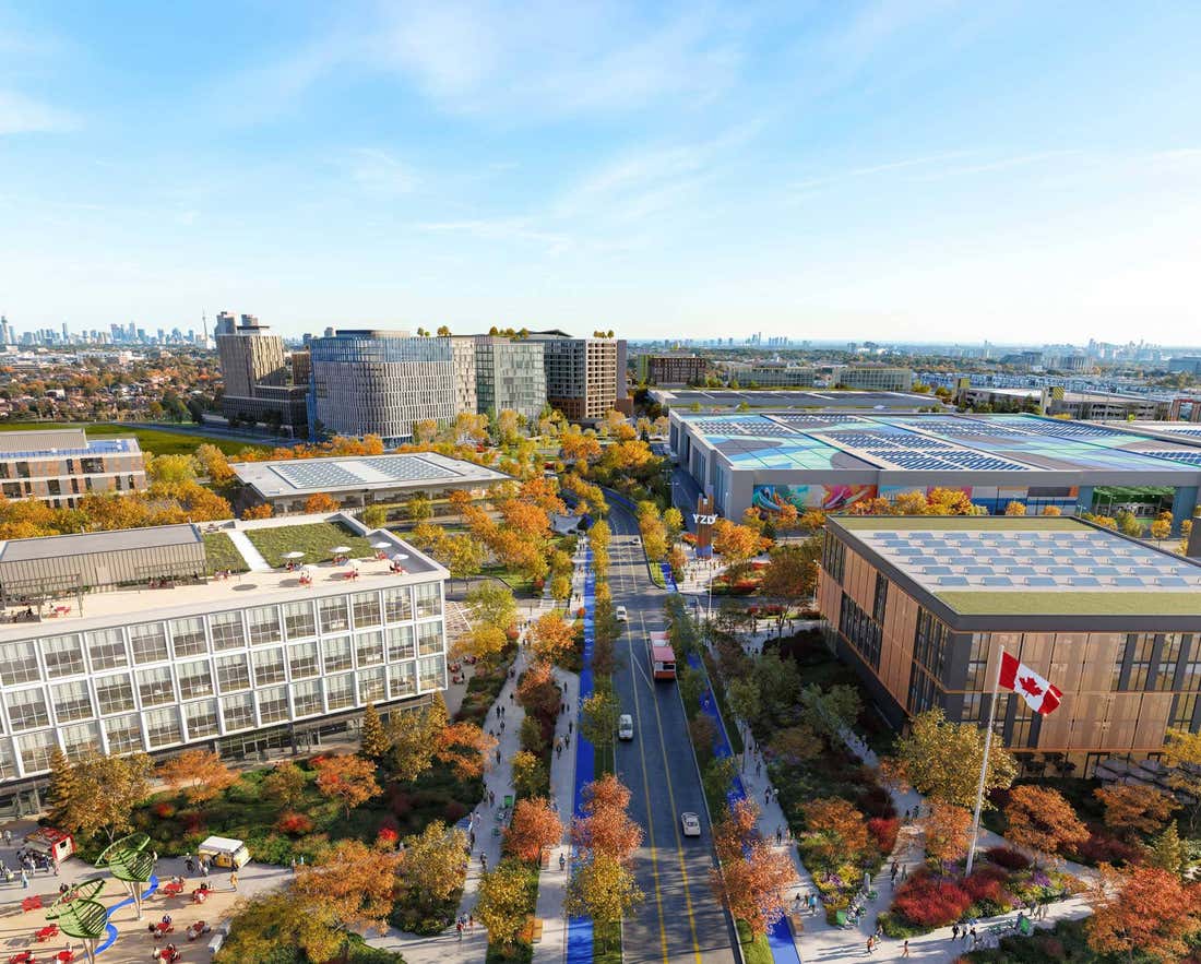 Aerial photo of the Hangar District