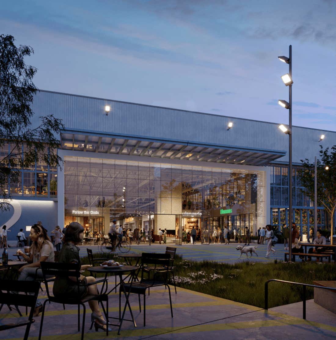 Render of Hangar District building