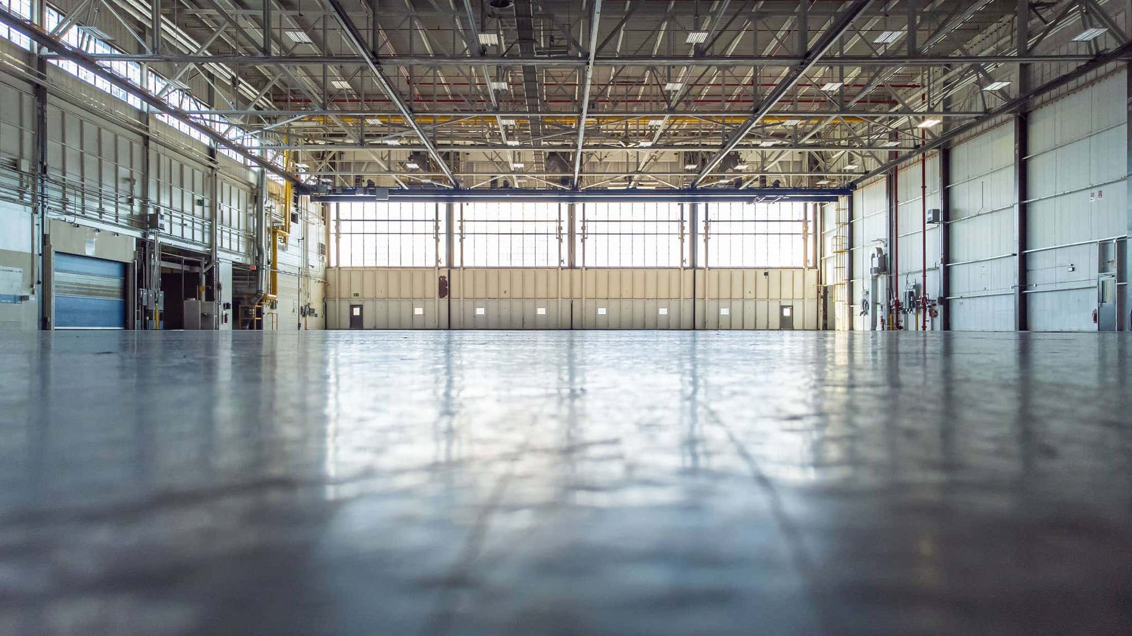 Interior of an airport hangar